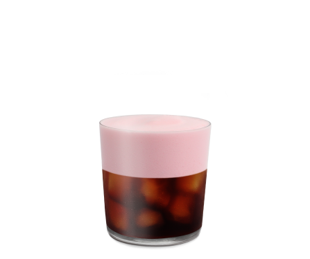 Jahodová ľadová káva s penou